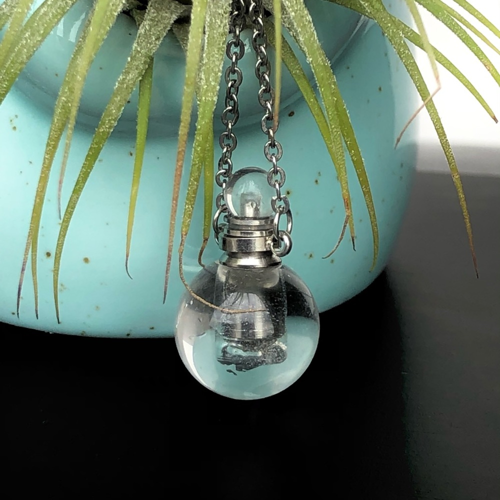 COPY - Clear Quartz Gemstone Perfume Bottle Essential Oil Necklace Pendant Silv…